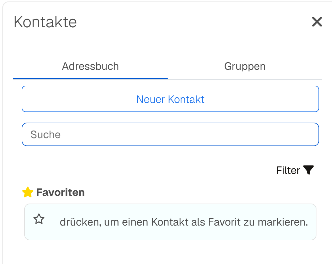Das überarbeitete Meetling-Adressbuch mit Kontakten, Gruppen und Favoriten