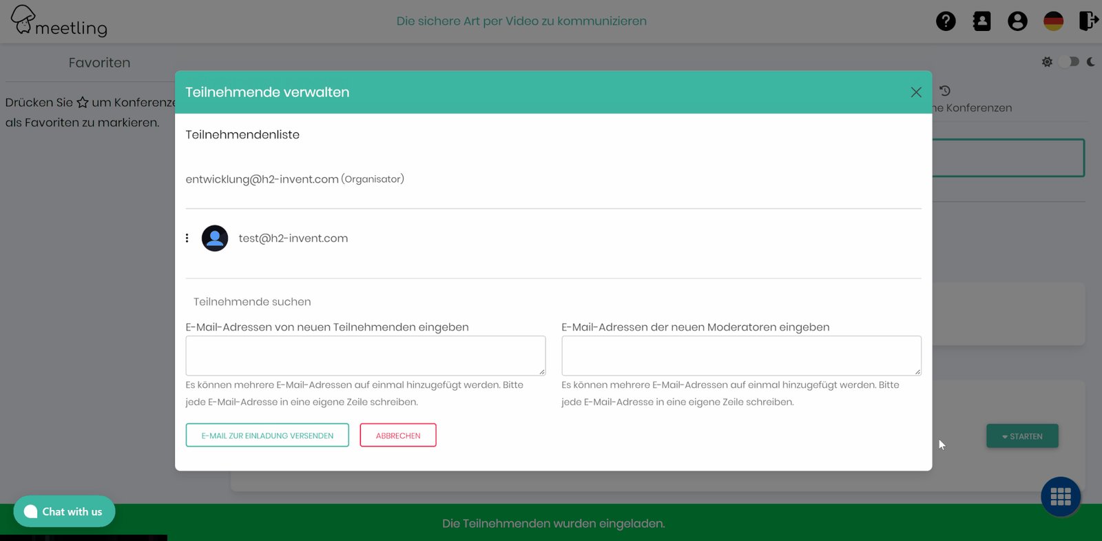 Wie kann ich die Einladungsemail erneut versenden?