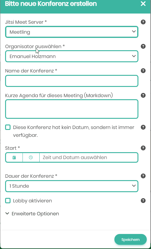Wie kann man eine Konferenz von einem Vertreter erstellen lassen?