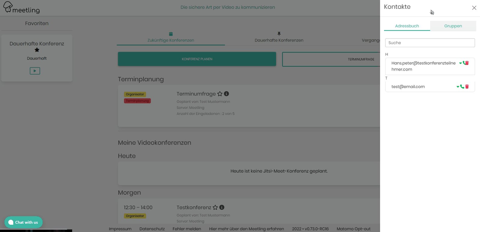 Wie erstellt man direkt eine Videokonferenz mit einem meiner Kontakte?