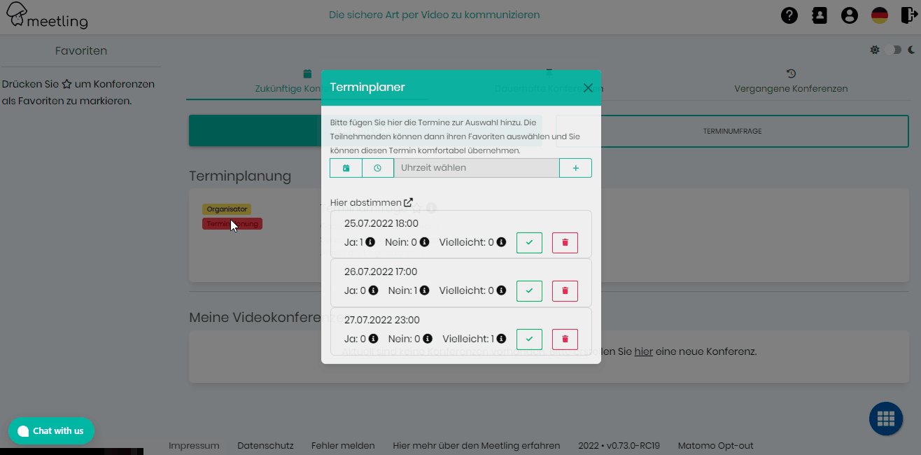 Wie wandelt man eine Terminumfrage in eine Videokonferenz um?