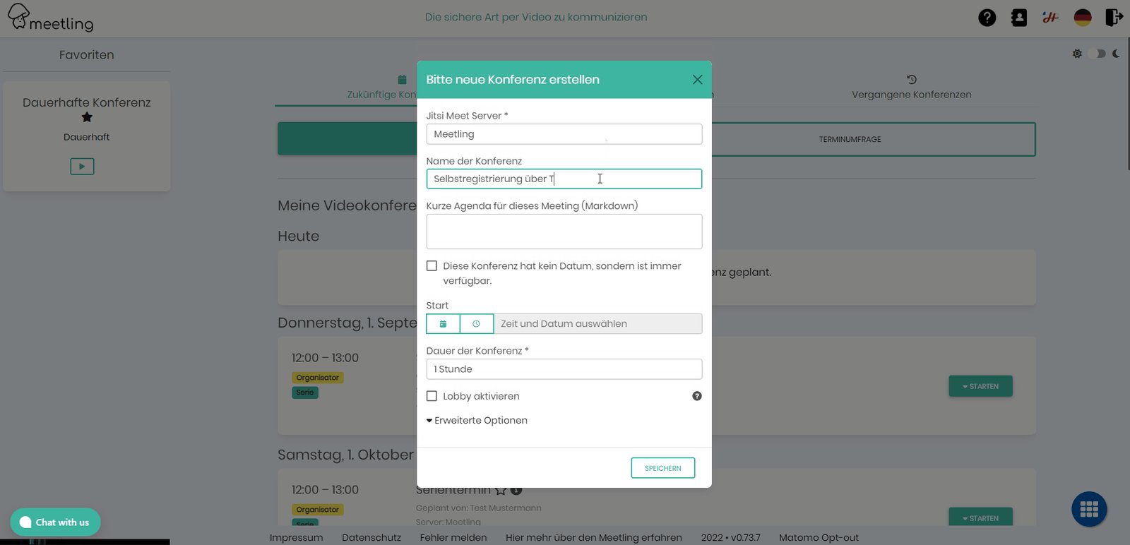 Wie erstellt man eine Videokonferenz ohne Teilnehmerliste?